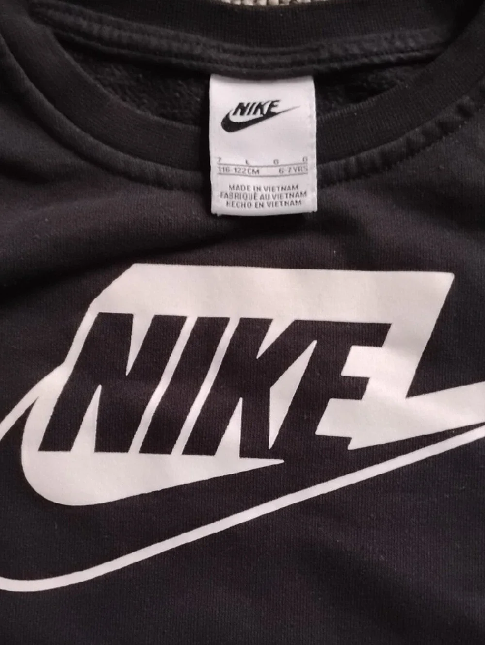 Nike Black Crewneck Sweatshirt with‎ White Logo and 'Just Do It' Sleeve